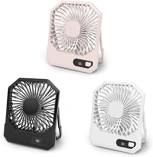 Desk Fan Battery Operated, Portable USB Rechargeable Personal Fan, 2600mAh 180° Tilt Folding Ultrathin Small Fan with 3 Speeds & Power Display for...