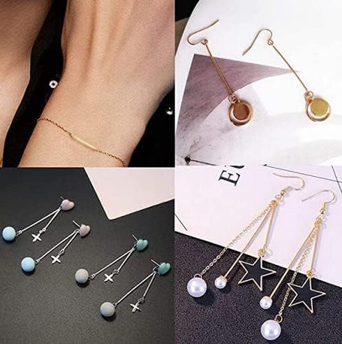 Pandahall 100Pcs/Box Brass Bar Charm Connector Beads Silver & Platinum Rectangle Blank Links Beads for Bracelet Necklace Earring Jewelry Making...