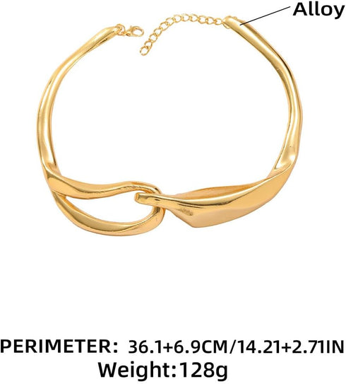 Chunky Metal Buckle Collar Necklace for Women,Thick Geometric Metallic Unisex Abstract Choker Necklace Statement Fashion Chain Necklace Cool Punk ...