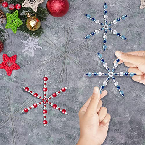 48 Pieces Christmas Snowflake Wire Forms Metal Snowflake Wire Xmas Bead Wire for DIY Jewelry Ribbon Charms Party Winter Decorations Craft Making S...