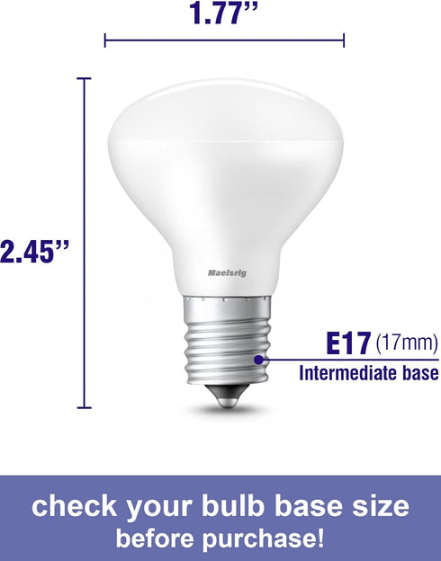 E17 R14 LED Bulb Dimmable 4W(40W Equivalent) Small Light Bulb, E17 Intermediate Base, 300 Lumens, Curio Cabinet Light Bulb, Daylight White 5000K, ...