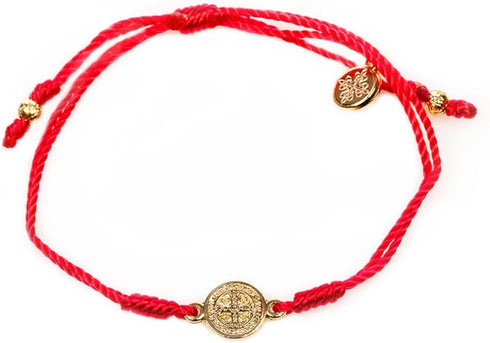 My Saint My Hero Inspirational Breathe Bracelet, Adjustable (Gold Plated Medal on Red)...