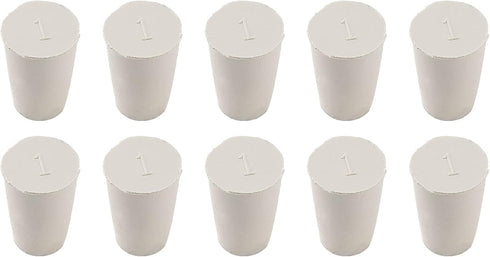 10 Pcs 1# White Solid Rubber Stoppers Tapered Lab Plugs, Dia. 19mm x Dia. 14mm - Height 26mm...