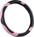 Istn Men's Sport Style Contrast Color Non-Slip Sweat Good Breathable PU Leatherette 15 inch Car Steering Wheel Cover Pink...
