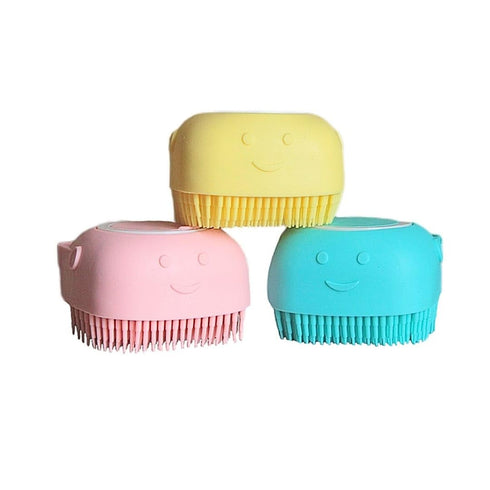 1 Pc. Pet Bath Brush with Shampoo Dispenser - Soft Silicone - For Dog, Cat, Puppy - Dog scrubbers, Pet Soap Brush, Stuff for Dog & Cat, Puppy Sham...