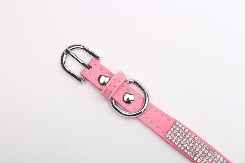 Dog Cat Collar Bling Rhinestone Crown Faux Leather Adjustable Pet Necklace for Chihuahua Yorkie (XS, Pink)...