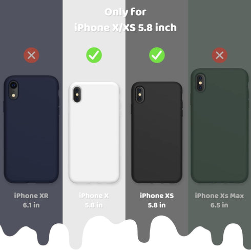 OuXul Case for iPhone X/iPhone Xs Case Liquid Silicone Gel Rubber Phone Case,iPhone X/iPhone Xs 5.8 Inch Full Body Slim Soft Microfiber Lining Pro...