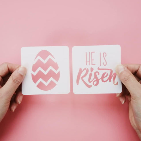 Easter Stencils for Painting on Wood Slice, 20 Pcs Reusable Stencil Set Including Bunny Eggs Happy Easter for Easter Party Decorations, Easter Gif...