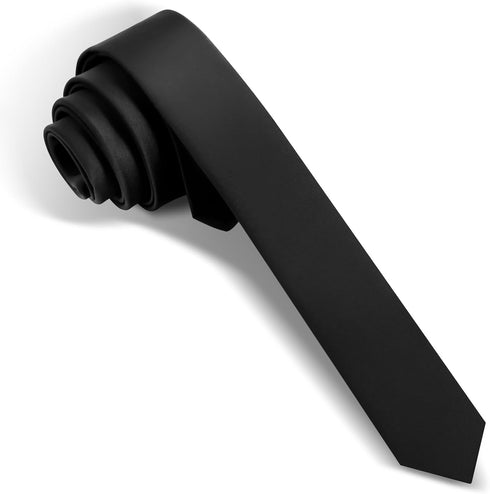 Skinny Ties Black Ties For Men and Women Solid Pure Color 1.58" (4CM) Plain Formal Slim Neckties...