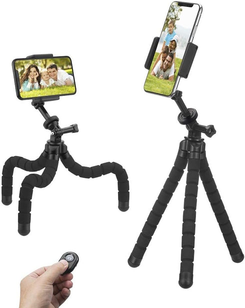 Phone Tripod, Flexible Tripod, Upgrade 4-Axis Angle Adjustment, Unique 360° Rotating Holder, Sturdy Octopus-Style Legs, and Wireless Remote Shutte...