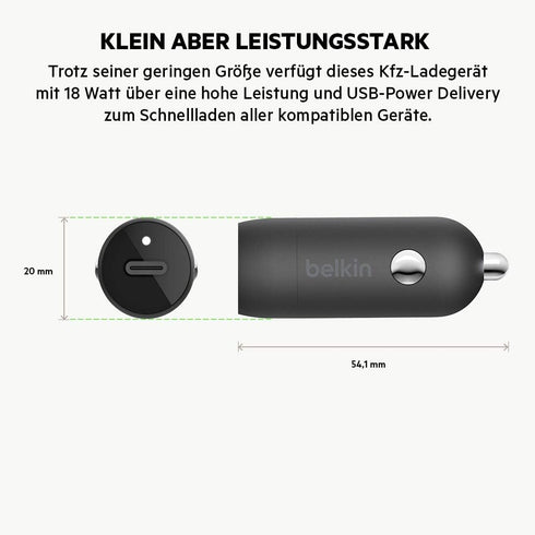 Belkin USB-C Car Charger 18W W/ 4Ft USB-C to Lightning Cable (iPhone Fast Charger for iPhone 11, Pro, Max, XS, Max, XR, X, 8, Plus, iPhone SE 2020...