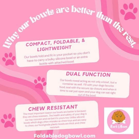 #1 Travel Dog Bowls. Collapsible Dog Bowl. The Foldable Dog Water Bowl That fits in Your Pocket. Portable & Resealable Pet Bowls by Bark & Bone Pa...