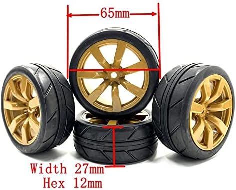 1/10 Scale OnRoad Rubber Tires & Wheels Rims Hex Hub 12mm(no glued) for RC Touring Car Tyre(4pcs/Set)...