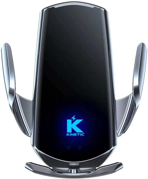 Kinetictronic Wireless Car Charger QI 15W Output Power for 3.5" - 6.5" Phone (Silver)...