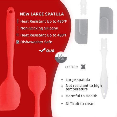 Silicone Spatula Set 6 Piece Kitchen Utensils for Cooking Baking and Mixing Heat Resistant Non Stick Rubber Spatula with 480 Degrees Fahrenheit He...