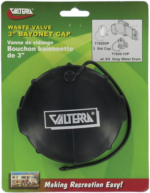 Valterra T1020VP Waste Valve Cap - 3" Bayonet, Black...