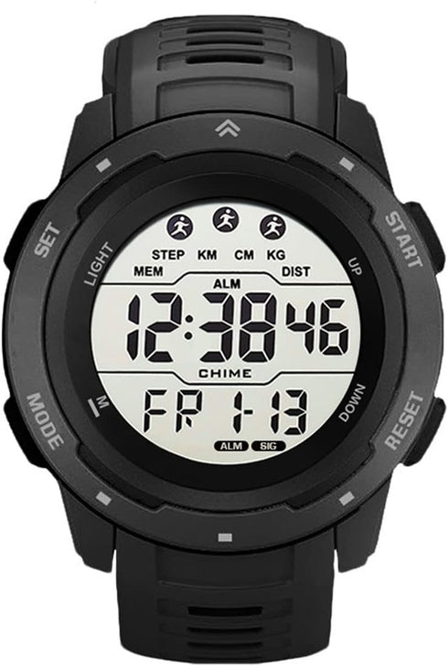 Men's Outdoor Sports Watch Large Dial Easy-to-Read Digital Watch Multi-Functions LED Alarm Stopwatch Waterproof Wrist Watch for Men Black...