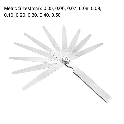 uxcell Metric Thickness Feeler Gauge 0.05-0.50mm 10 Blades Mn Steel Measuring Tool for Gap Width...