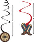 Western Party Hanging Swirl Decorations - 5" & 7" (Pack of 12) - Red & Blue Swirl W/Cowboy Cutouts - Perfect for Rustic, Rodeo & Wild West Themed ...