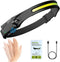 ALES-M Rechargeable Headlamp Light, Lightweight Headband Light, Led Lamp Camping Gear- COB230° Wide Beam Headlamp, Motion Sensor Work Light, Head ...