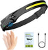 ALES-M Rechargeable Headlamp Light, Lightweight Headband Light, Led Lamp Camping Gear- COB230° Wide Beam Headlamp, Motion Sensor Work Light, Head ...