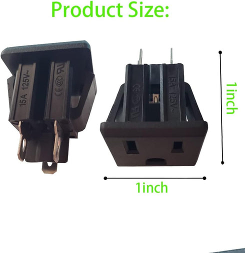 Panel Mount Outlet Power Socket 10Pcs US Plug 3 Pins AC 15A 125V Panel Screw Mount Type Female Connectors Adapter Black...