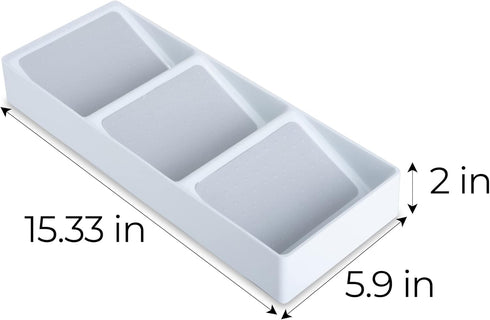Smart Design 3 Section Plastic Spice Rack Drawer - Non-Slip Lining and Feet - BPA Free - Seasoning Jars, Makeup Storage, Countertop Bottle Tray, 3...