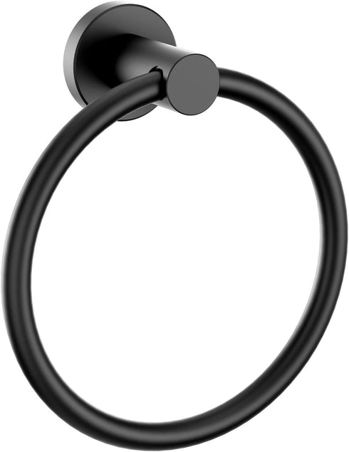 FORIOUS Matte Black Towel Ring, SUS304 Stainless Steel Hand Towel Holder for Bathroom Wall Mounted, Modern Towel Hanger, Towel Rack Round, Ring To...