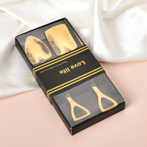 Golden Shovel Spoons for Desserts Coffee Tea Shovel Spoon Set Grapefruit Spoons Set of 2 Flat Watertermelon Ice Cream Spoons Gifts for Ice Cream L...