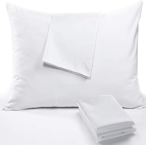 Niagara 4 Pack Pillow Protectors Standard 20x26 Inches Lab Certified Ultra Fresh Treated 100% Cotton Non Crinkle Quiet Breathable Zipper Covers Ca...