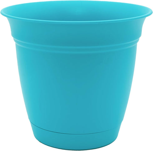 The HC Companies 6 Inch Eclipse Round Planter with Saucer - Indoor Outdoor Plant Pot for Flowers, Vegetables, and Herbs, Teal...