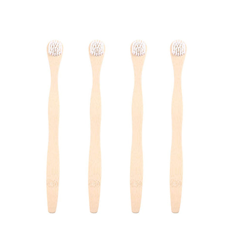 Small Toothbrush Dental 4pcs Bamboo Brush Oral Bad Breath Brush Deep Cleaning Tool for Men Women Adults Oral Stainless Steel...