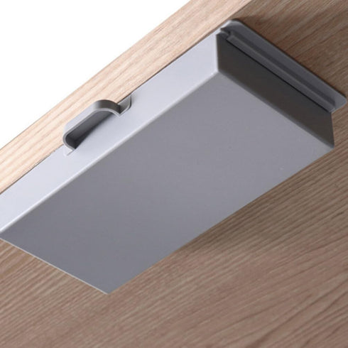 NUOBESTY 2Pcs Punch Storage Box hidden desk drawer under desk storage adhesive desk pencil tray self-stick storage organizer paste drawer for kitc...