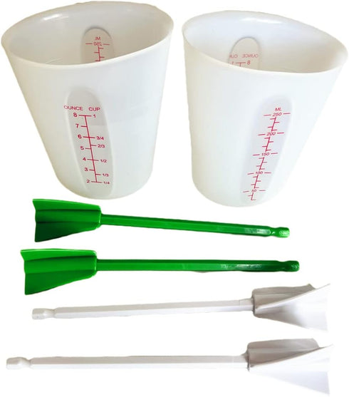 Silicone Resin Measuring Cups Tool Kit, 2PCS 250ml Measuring Cups for Epoxy Resin, 4pcs Resin Mixer Paddles Stir Sticks,Mixing Tools for Resin,Mol...