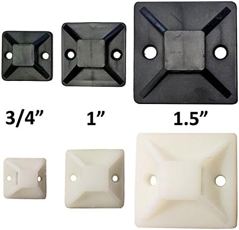 1.5" Adhesive Backed Mounting Bases with 8" Cable Ties - Black...