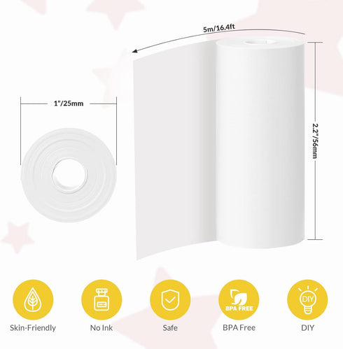 Mafiti 10 Rolls Kids Instant Camera Refill Print Paper for K27/Q5 Kids Camera Instant Print-Photo Print Thermal Paper Compatible with Most Kids Ca...