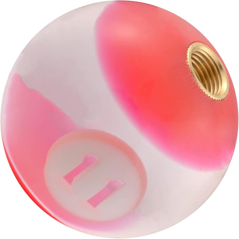Lunsom Round Ball Shift Knob, Gear Shifter Knobs with 3 Adapters Head Shift Ball Handle for Manual Automatic Vehicles,Amber-red...