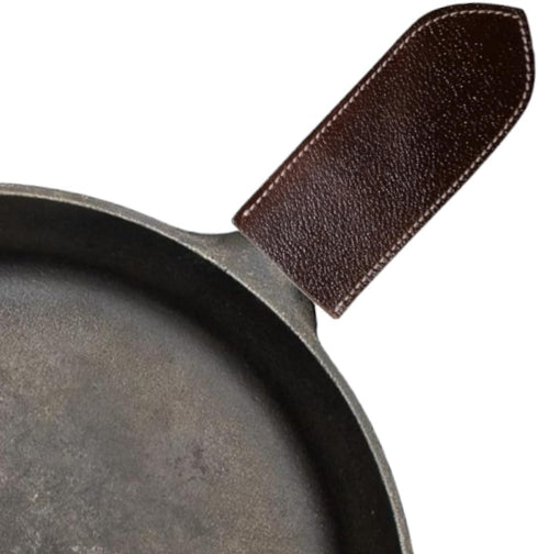 Leather Cast Iron Hot Handle Cover, Skillet Panhandle Grips, Frying Pan, Heat Protection, Kitchen Essentials,Panhandle, Potholder, Slides On/Off E...