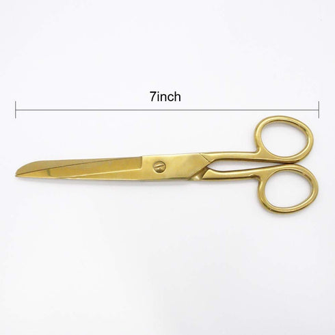 Gold Scissors 7" Recycled Stainless Steel Copper Straight Multi-Purpose Shears Knife Edge Craft Tailor Heavy Duty Scissors for Daily Use (Gold, 7i...