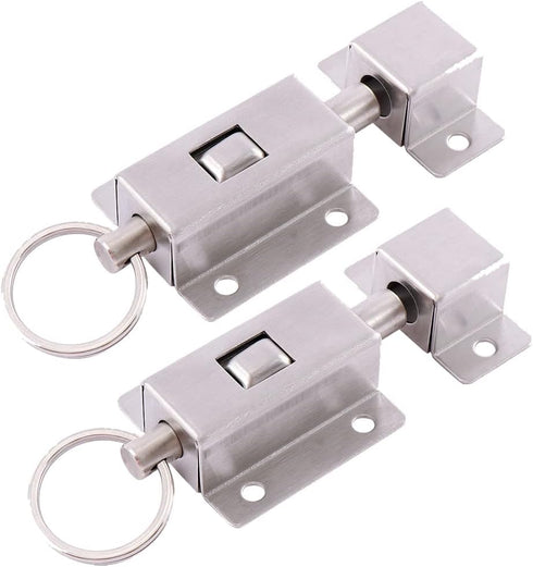 2PCS Slide Barrel Door Bolt,3 Inch Long Stainless Steel Barrel Bolt,Lock Door Bolts with Button Door Slide Lock Home Improvement Barrel Bolt...