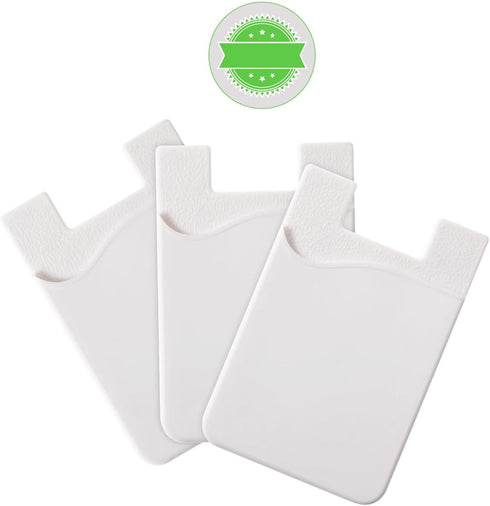 3pcs Cell Phone Card Holder Wallet,Silicone Ultra-Slim Self Adhesive Credit Card Id Wallet Case Pouch Sleeve Pocket for and Other Smartphones(Whit...