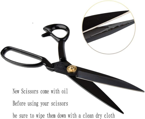 Fabric Scissors Sewing Black - 10 Inch Scissors Heavy Duty Professional Industrial Strength High Carbon Steel Shears Leather Paper Sewing Craft Ho...