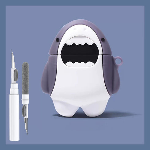 Cute Shark Case for Airpod 2nd 1st Generation Case, Funny 3D Cartoon Kawaii Cool Airpods Cases Cover Skin with Cleaning Kit & Keychain for Apple A...