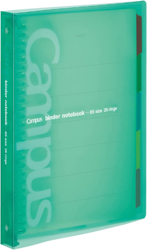 Kokuyo Campus Slide Binder with 5 Tab Dividers, Middle Type, B5, 26 Holes, Up to 100 Sheets, Green, Japan Import (RU-P333NG)...