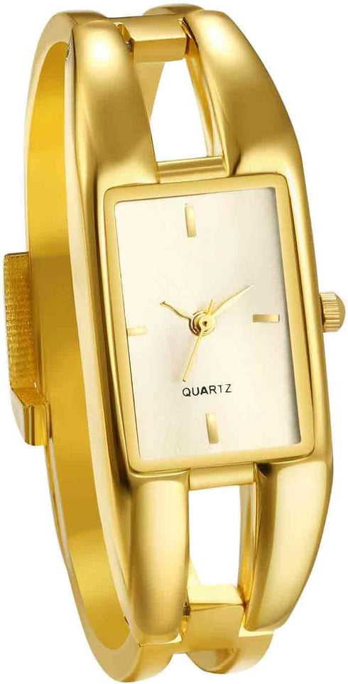 JewelryWe Wrist Watches for Women Elegant Alloy Bangle Watch Analog Square Quartz Dress Watch, for Mother's Day...