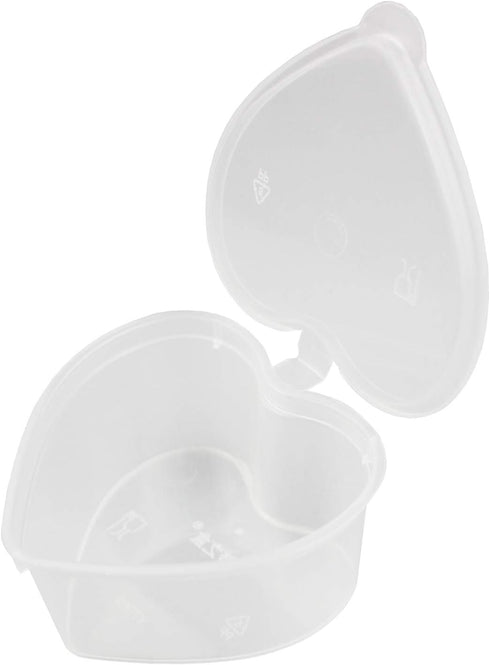 24 Pieces 2.4 oz Heart Shaped Slime Storage Containers Transparent Small Plastic Box with Hinged Lids...