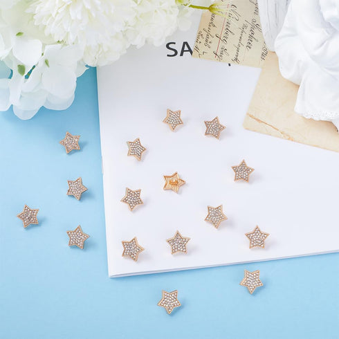 GORGECRAFT 1 Box 16Pcs Star Shaped Rhinestone Buttons Crystal Light Gold Alloy Shank Button Replacement Decorative Buttons for DIY Sewing Crafts S...