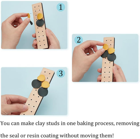 BENECREAT 2 Style Clay Wood Bake Baking Holder, Round & Rectangular Basswood Plywood Stud Earring Assembly Baking Tool for Making Earrings, 9.5mm ...