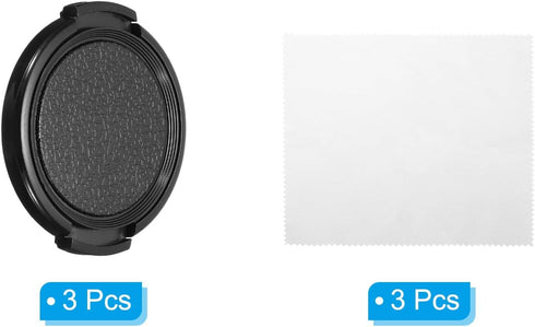 PATIKIL 43mm Lens Cap, 3 Pack Sides Pinch Snap Camera Lens Cover for Front Lens with Cloth, Suitable for 43mm Thread Universal DSLR Lenses for Nik...