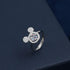 Halo CZ Mouse Statement Ring for Women Girls Silver Plated Cubic Zirconia Cute Mice Animal Promise Adjustable Expandable Finger Band Ring Comfort ...